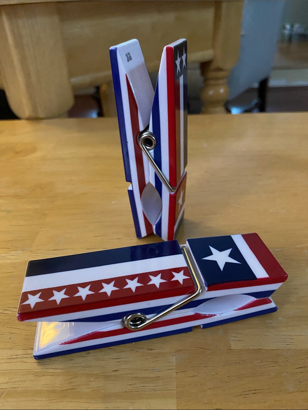 Patriotic Red White Blue Star Clothespins (Set of 2)